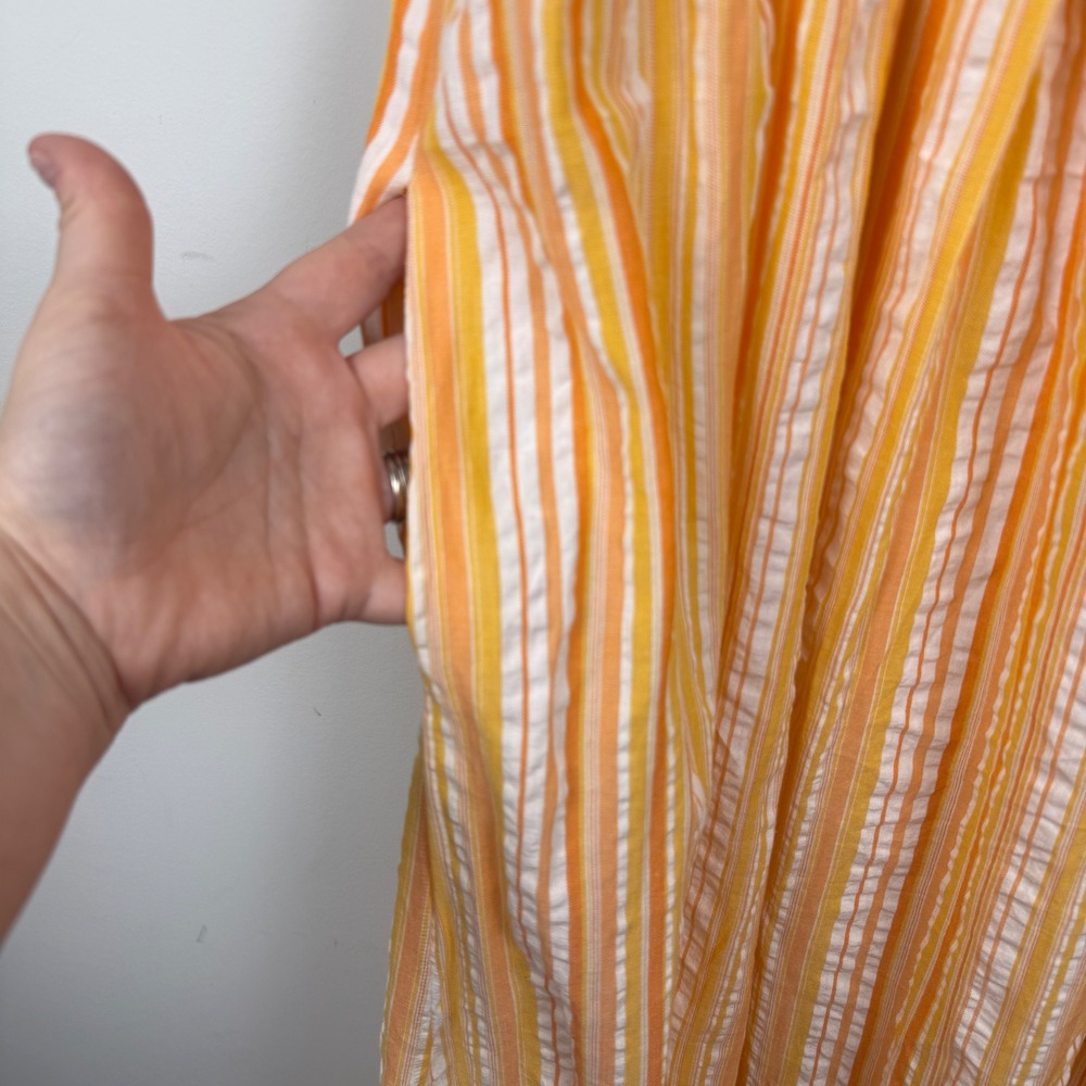 London Times Striped Maxi Dress Women 16 Orange White Coastal Boho Tiered‎ NWT - Picture 6 of 7